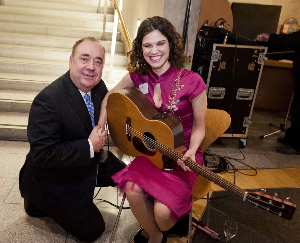 Elena Playing at the Scottish Parliament in Edinburgh with Former Scottish First Minister Alex Salmond